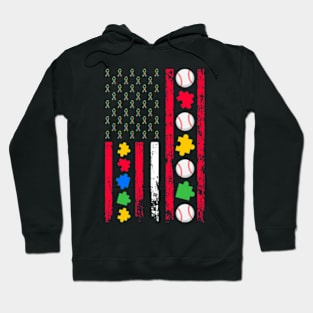 Autism Awareness Month American Sports Flag Baseball Hoodie